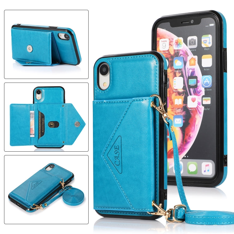 For iPhone XR Multi-functional Cross-body Card Bag TPU+PU Back Cover Case with Holder & Card Slot & Wallet
