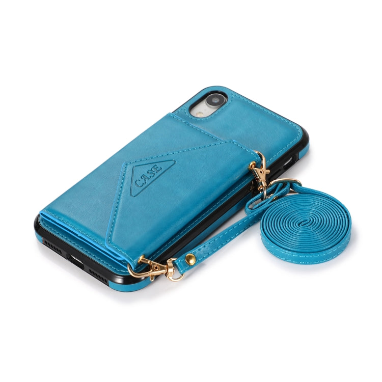 For iPhone XR Multi-functional Cross-body Card Bag TPU+PU Back Cover Case with Holder & Card Slot & Wallet