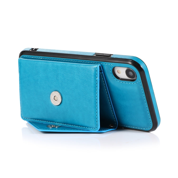 For iPhone XR Multi-functional Cross-body Card Bag TPU+PU Back Cover Case with Holder & Card Slot & Wallet