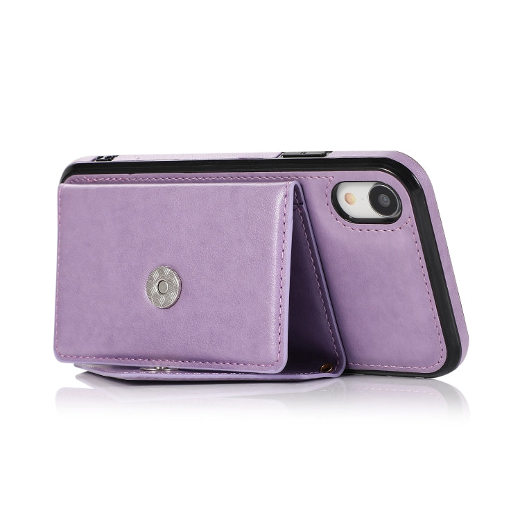 For iPhone XR Multi-functional Cross-body Card Bag TPU+PU Back Cover Case with Holder & Card Slot & Wallet