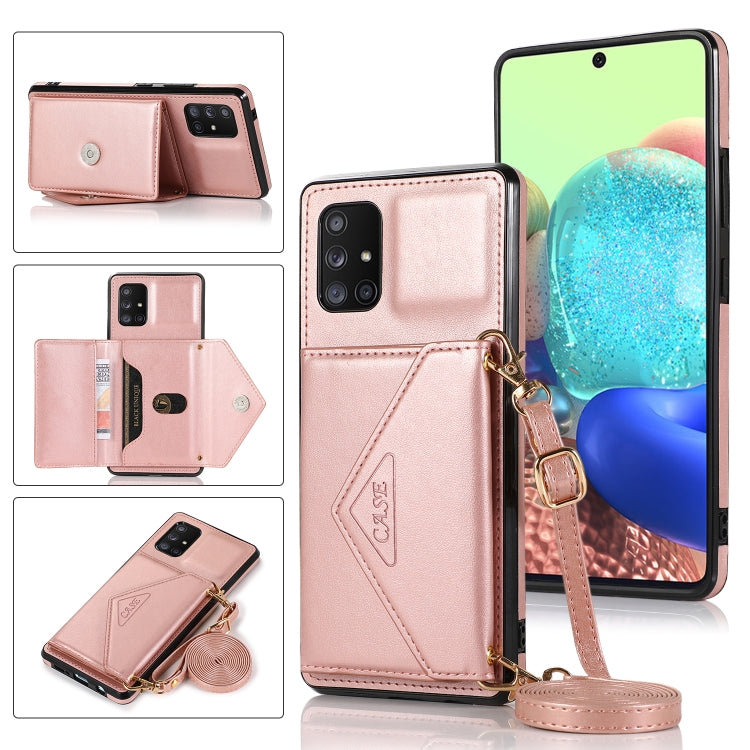 For Samsung Galaxy A71 4G Multi-functional Cross-body Card Bag TPU+PU Back Cover Case with Holder & Card Slot & Wallet