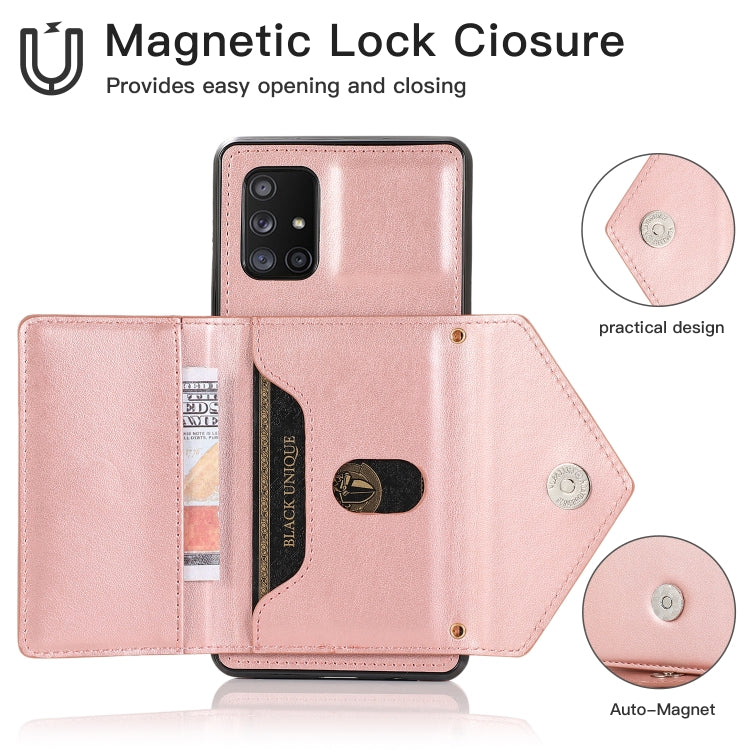 For Samsung Galaxy A71 4G Multi-functional Cross-body Card Bag TPU+PU Back Cover Case with Holder & Card Slot & Wallet