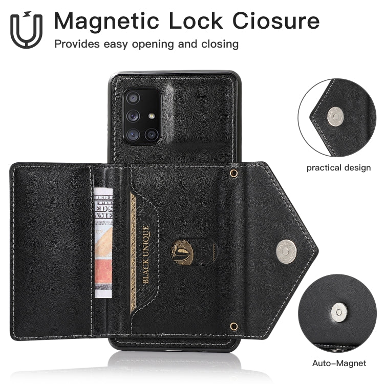For Samsung Galaxy A31 Multi-functional Cross-body Card Bag TPU+PU Back Cover Case with Holder & Card Slot & Wallet