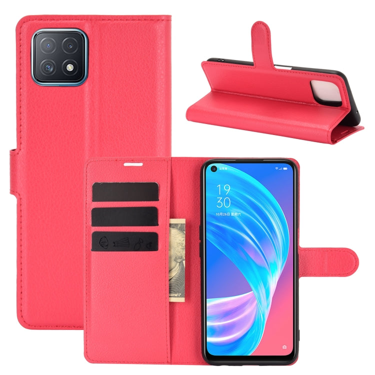 For OPPO A72 / A73 5G Litchi Texture Horizontal Flip Protective Case with Holder & Card Slots & Wallet