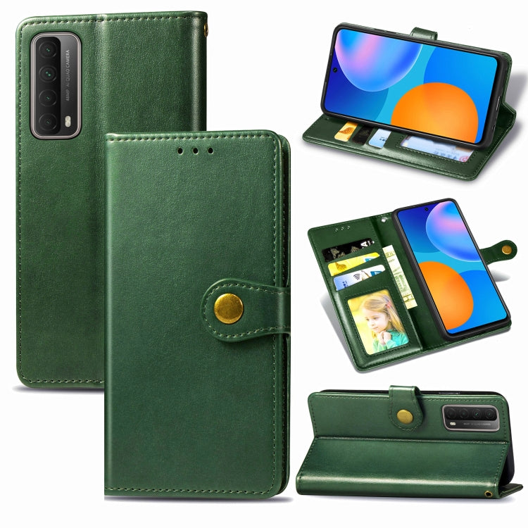 For Huawei P Smart 2021 Retro Solid Color Leather Buckle Phone Case with Lanyard & Photo Frame & Card Slot & Wallet & Stand Function