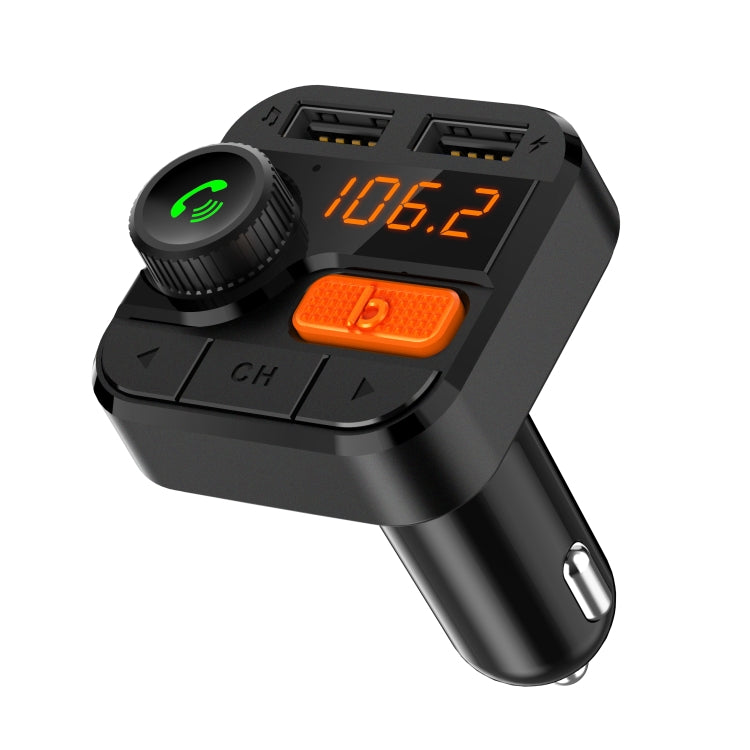 BT82D Car Mp3 Player Car Bluetooth Hands-free FM Transmitter one Button Bass Cr Charger black