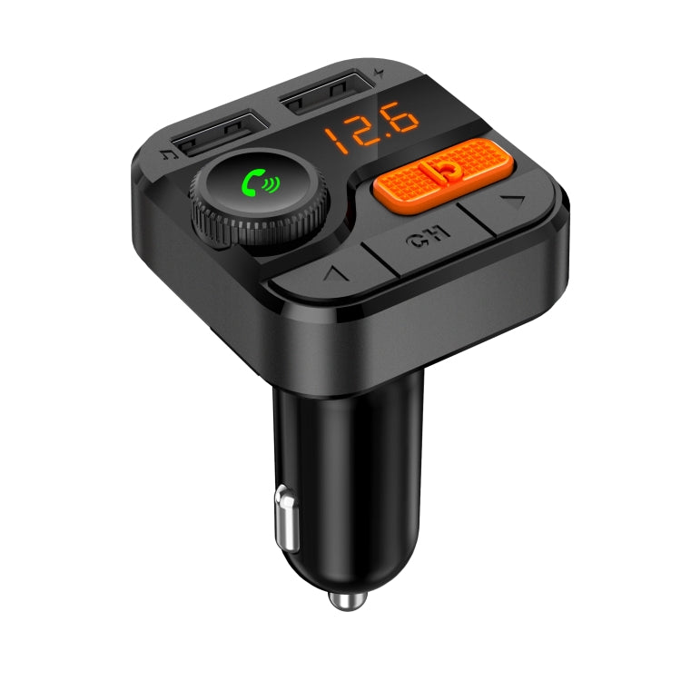 BT82D Car Mp3 Player Car Bluetooth Hands-free FM Transmitter one Button Bass Cr Charger black