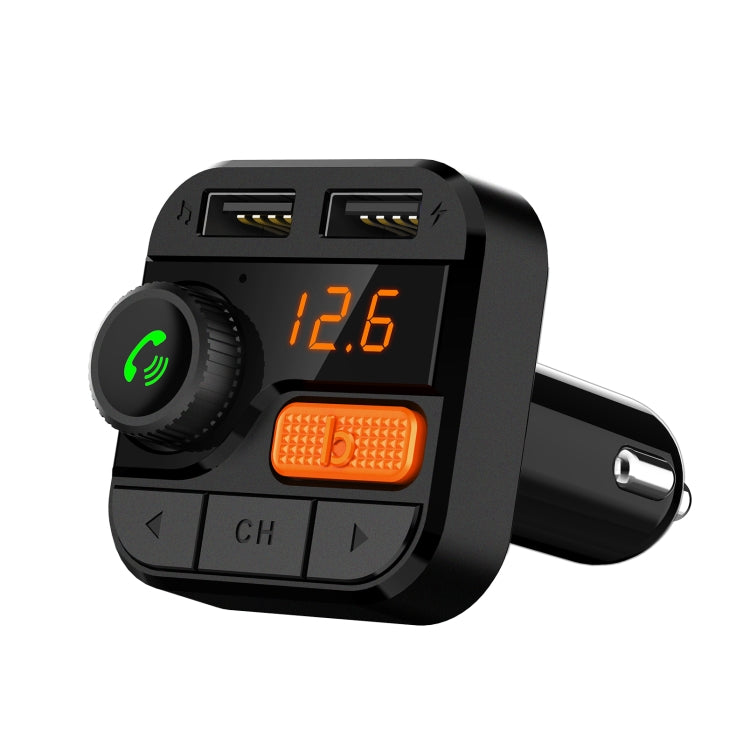 BT82D Car Mp3 Player Car Bluetooth Hands-free FM Transmitter one Button Bass Cr Charger black