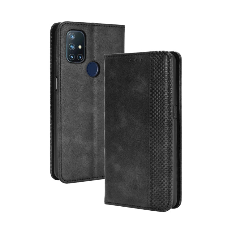 For OnePlus Nord N10 5G Magnetic Buckle Retro Crazy Horse Texture Horizontal Flip Leather Case with Holder & Card Slots & Photo Frame