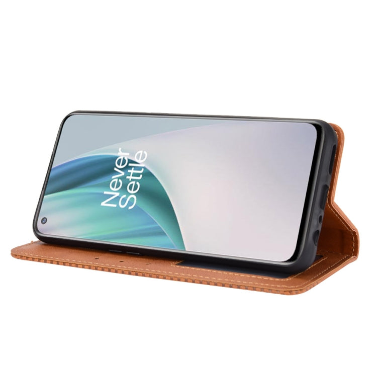 For OnePlus Nord N10 5G Magnetic Buckle Retro Crazy Horse Texture Horizontal Flip Leather Case with Holder & Card Slots & Photo Frame