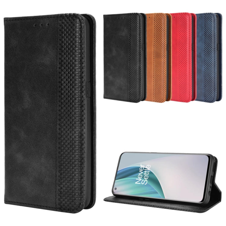 For OnePlus Nord N10 5G Magnetic Buckle Retro Crazy Horse Texture Horizontal Flip Leather Case with Holder & Card Slots & Photo Frame