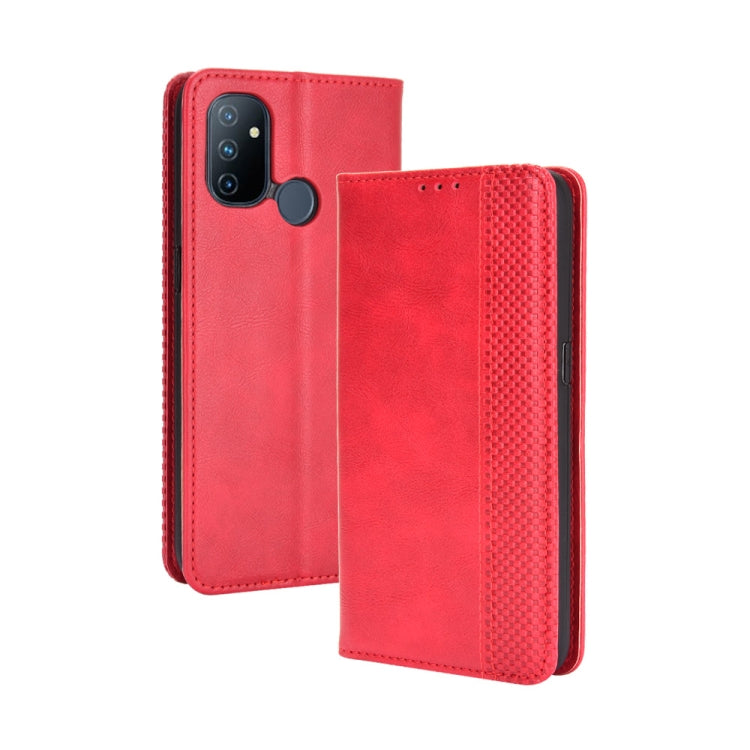 For OnePlus Nord N100 Magnetic Buckle Retro Crazy Horse Texture Horizontal Flip Leather Case with Holder & Card Slots & Photo Frame