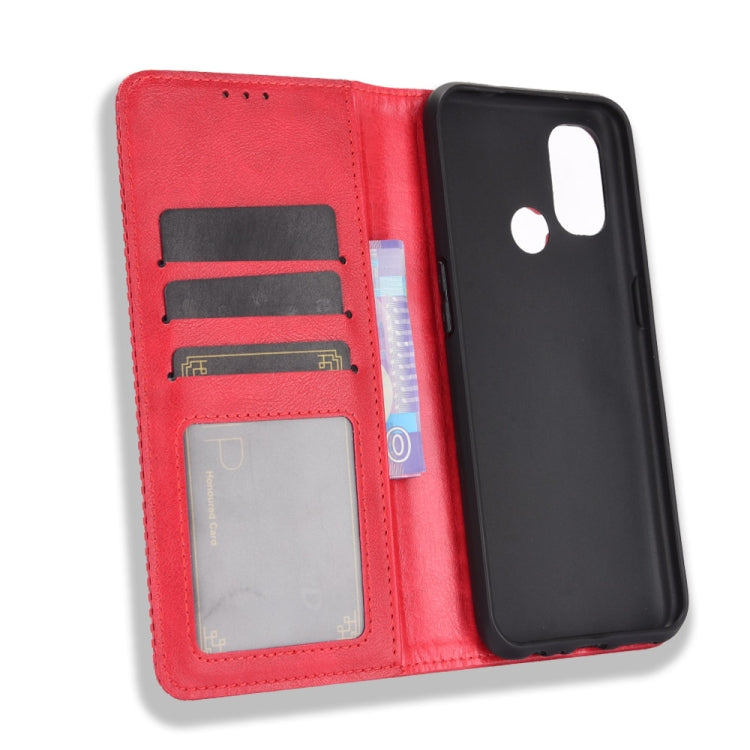 For OnePlus Nord N100 Magnetic Buckle Retro Crazy Horse Texture Horizontal Flip Leather Case with Holder & Card Slots & Photo Frame