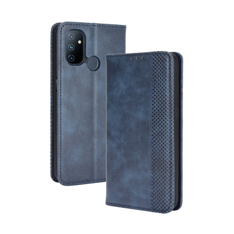 For OnePlus Nord N100 Magnetic Buckle Retro Crazy Horse Texture Horizontal Flip Leather Case with Holder & Card Slots & Photo Frame
