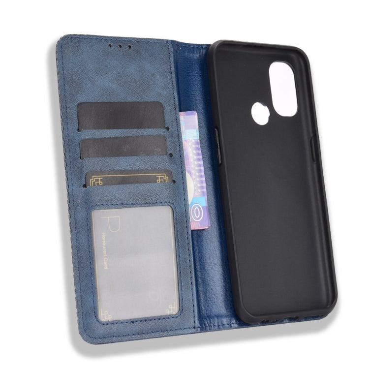 For OnePlus Nord N100 Magnetic Buckle Retro Crazy Horse Texture Horizontal Flip Leather Case with Holder & Card Slots & Photo Frame