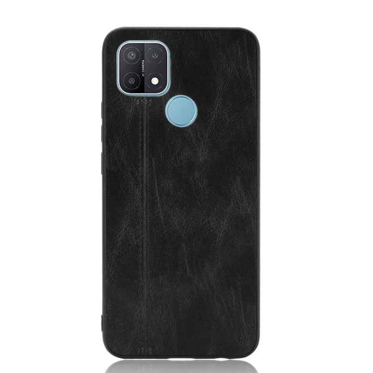 For OPPO A15 Shockproof Sewing Cow Pattern Skin PC + PU + TPU Case