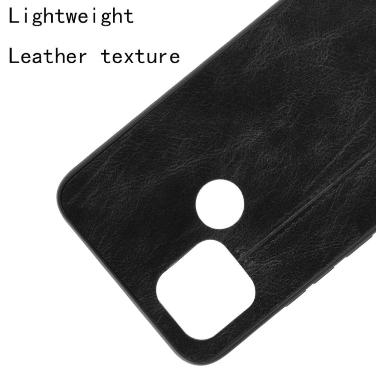 For OPPO A15 Shockproof Sewing Cow Pattern Skin PC + PU + TPU Case