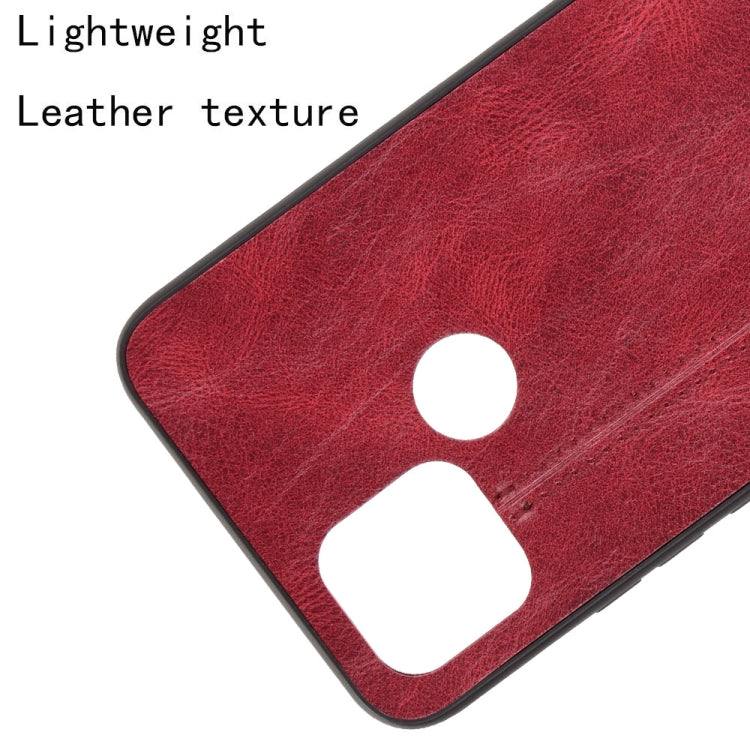 For OPPO A15 Shockproof Sewing Cow Pattern Skin PC + PU + TPU Case