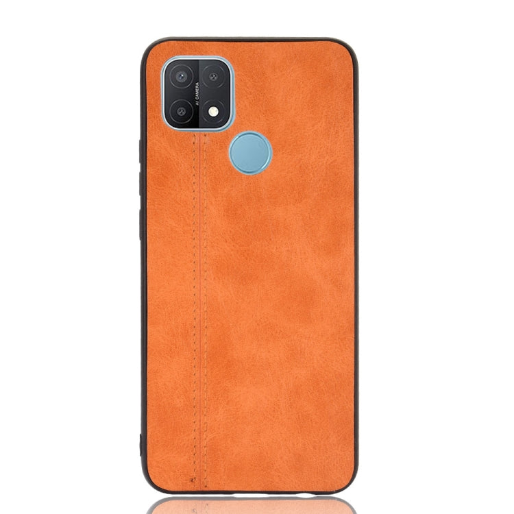 For OPPO A15 Shockproof Sewing Cow Pattern Skin PC + PU + TPU Case