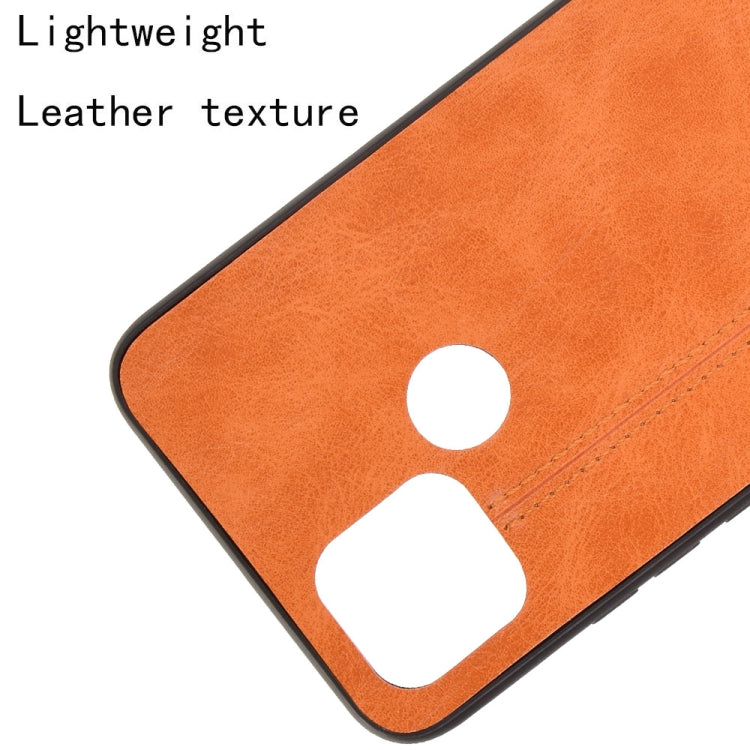 For OPPO A15 Shockproof Sewing Cow Pattern Skin PC + PU + TPU Case