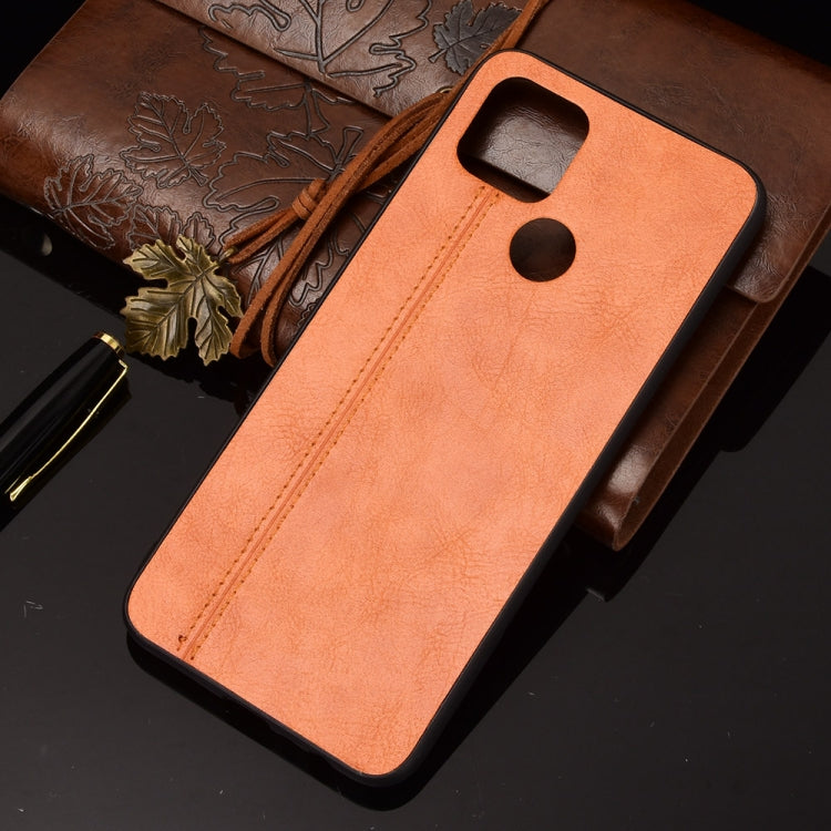 For OPPO A15 Shockproof Sewing Cow Pattern Skin PC + PU + TPU Case