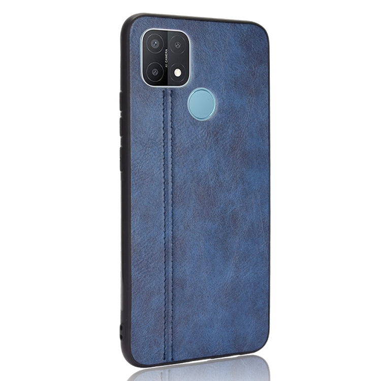 For OPPO A15 Shockproof Sewing Cow Pattern Skin PC + PU + TPU Case