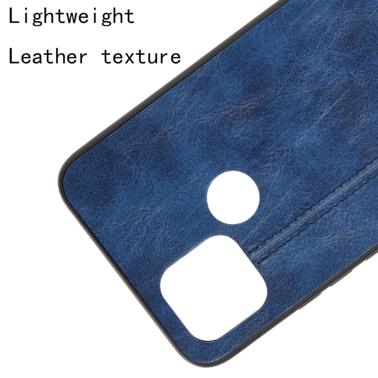 For OPPO A15 Shockproof Sewing Cow Pattern Skin PC + PU + TPU Case