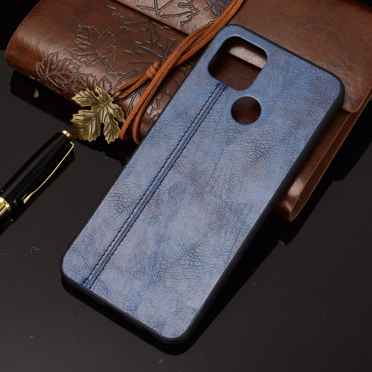 For OPPO A15 Shockproof Sewing Cow Pattern Skin PC + PU + TPU Case