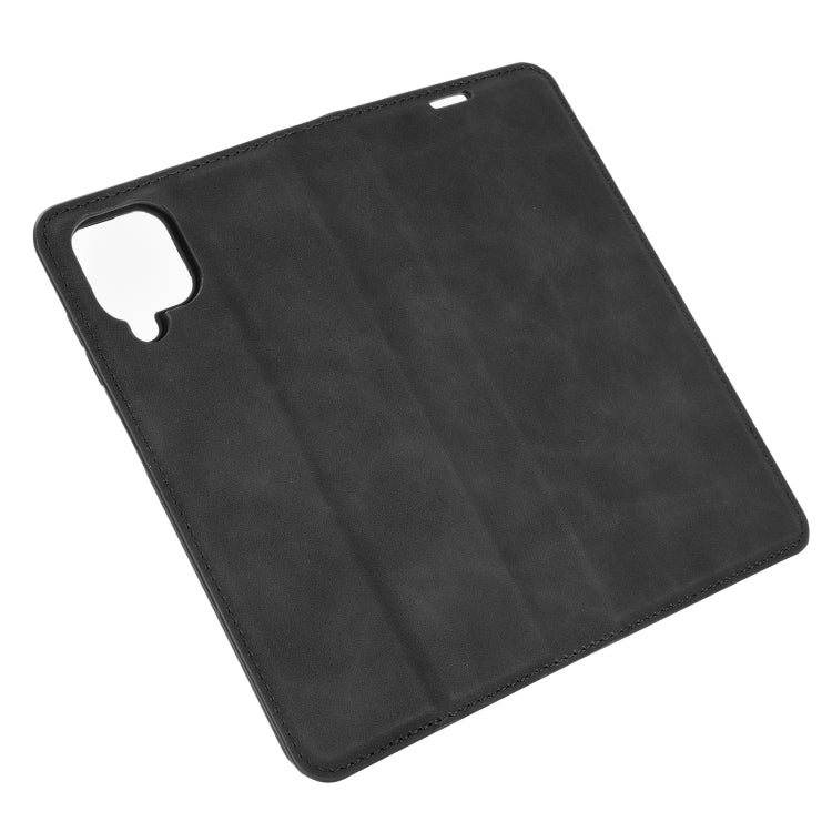 For Samsung Galaxy A12 Retro-skin Business Magnetic Suction Leather Case with Holder & Card Slots & Wallet