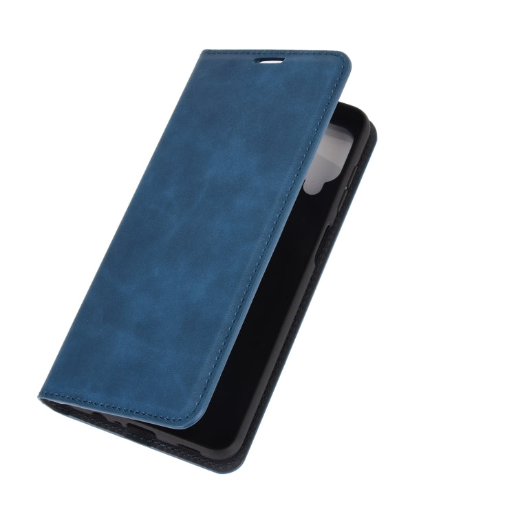 For Samsung Galaxy A12 Retro-skin Business Magnetic Suction Leather Case with Holder & Card Slots & Wallet