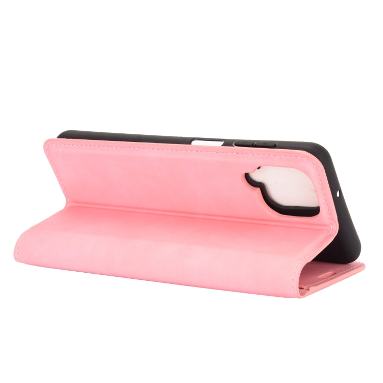 For Samsung Galaxy A12 Retro-skin Business Magnetic Suction Leather Case with Holder & Card Slots & Wallet