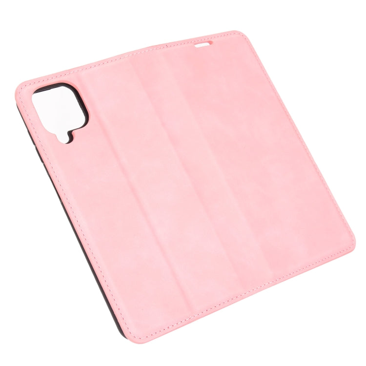 For Samsung Galaxy A12 Retro-skin Business Magnetic Suction Leather Case with Holder & Card Slots & Wallet