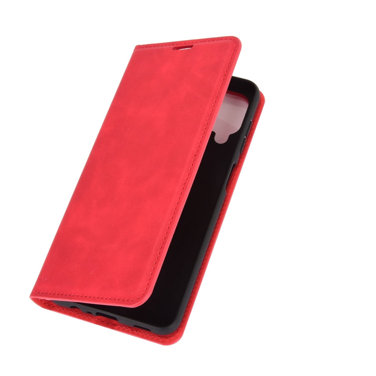 For Samsung Galaxy A12 Retro-skin Business Magnetic Suction Leather Case with Holder & Card Slots & Wallet