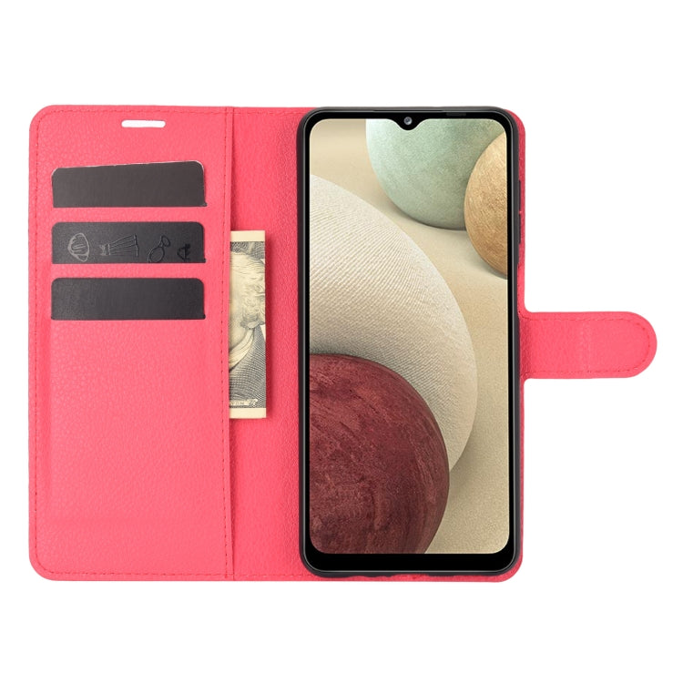 For Samsung Galaxy A12 Litchi Texture Horizontal Flip Protective Case with Holder & Card Slots & Wallet