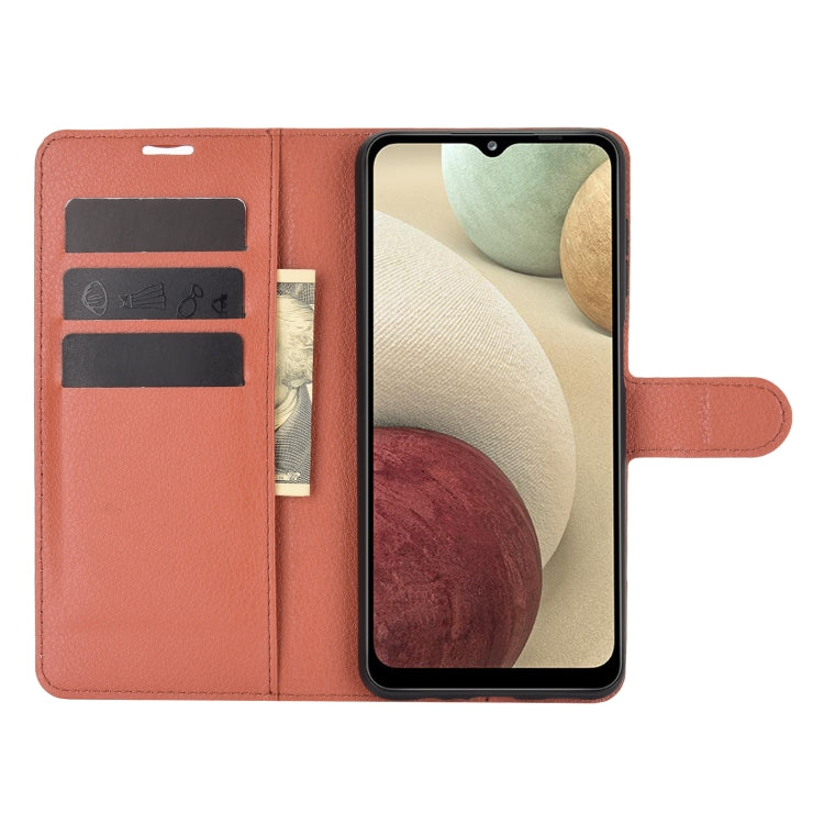 For Samsung Galaxy A12 Litchi Texture Horizontal Flip Protective Case with Holder & Card Slots & Wallet