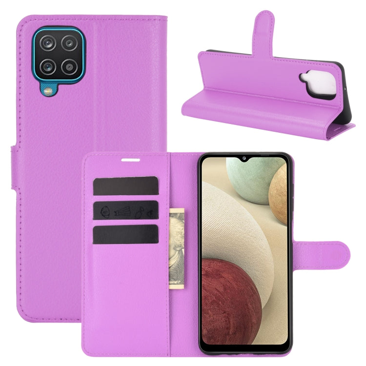 For Samsung Galaxy A12 Litchi Texture Horizontal Flip Protective Case with Holder & Card Slots & Wallet