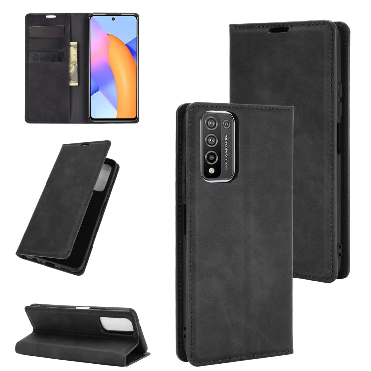 For Huawei Honor 10X Lite Retro-skin Business Magnetic Suction Leather Case with Holder & Card Slots & Wallet