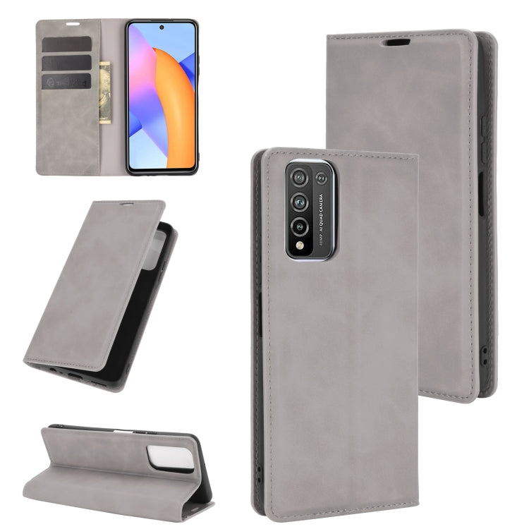 For Huawei Honor 10X Lite Retro-skin Business Magnetic Suction Leather Case with Holder & Card Slots & Wallet
