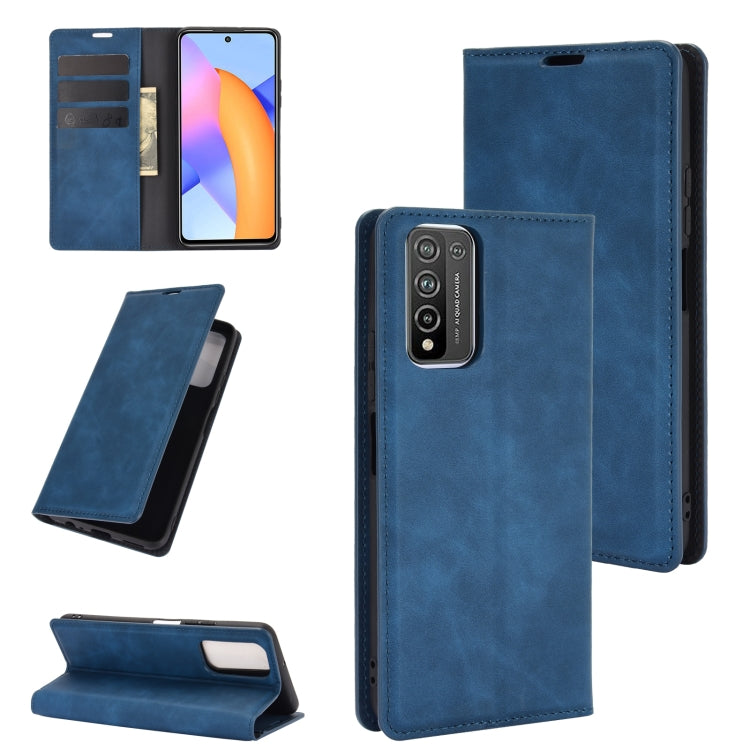 For Huawei Honor 10X Lite Retro-skin Business Magnetic Suction Leather Case with Holder & Card Slots & Wallet