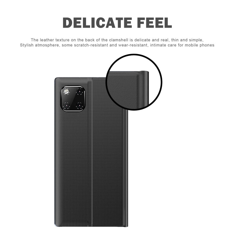 For iPhone 12 Pro Max Side Window Display Magnetic Suction Plain Grain Flip PU Leather + PC Case with Holder