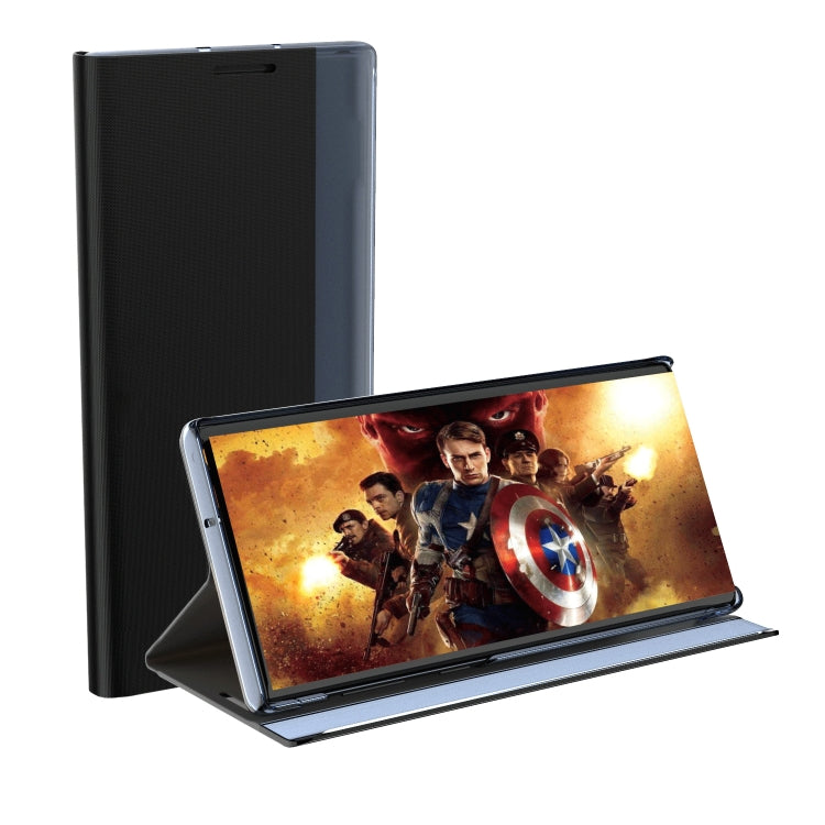 For iPhone 12 / 12 Pro Side Window Display Magnetic Suction Plain Grain Flip Leather Case with Holder
