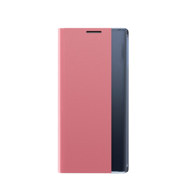 For iPhone 12 mini Side Window Display Magnetic Suction Plain Grain Flip PU Leather + PC Case with Holder