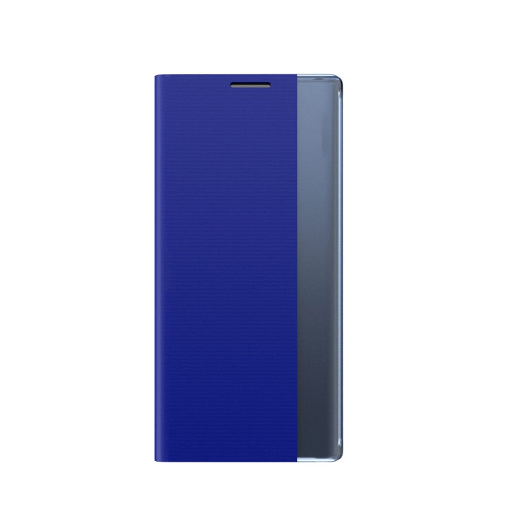 For iPhone 11 Side Window Display Magnetic Suction Plain Grain Flip PU Leather + PC Case with Holder