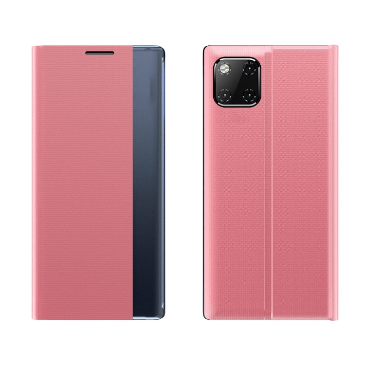 For iPhone 11 Pro Side Window Display Magnetic Suction Plain Grain Flip PU Leather + PC Case with Holder