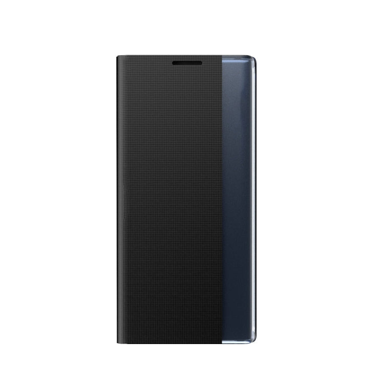 For iPhone 11 Pro Max Side Window Display Magnetic Suction Plain Grain Flip PU Leather + PC Case with Holder
