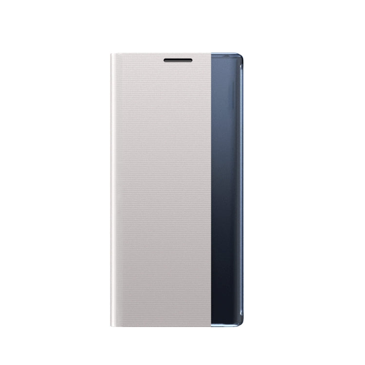 For iPhone 11 Pro Max Side Window Display Magnetic Suction Plain Grain Flip PU Leather + PC Case with Holder