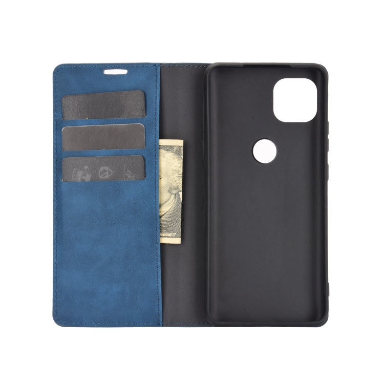 For Motorola Moto G 5G Retro-skin Business Magnetic Suction Leather Case with Holder & Card Slots & Wallet