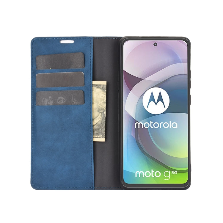 For Motorola Moto G 5G Retro-skin Business Magnetic Suction Leather Case with Holder & Card Slots & Wallet