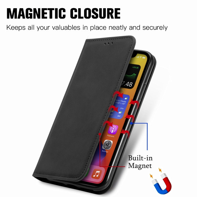 For iPhone 12 Pro Max Retro Skin Feel Business Magnetic Horizontal Flip Leather Case with Holder & Card Slots & Wallet & Photo Frame