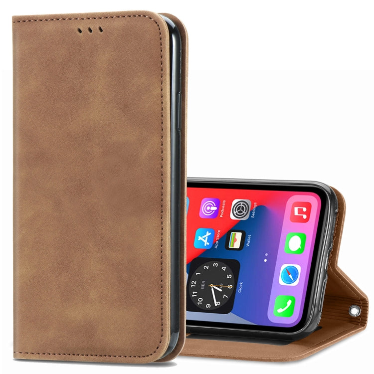 For iPhone 12 Pro Max Retro Skin Feel Business Magnetic Horizontal Flip Leather Case with Holder & Card Slots & Wallet & Photo Frame